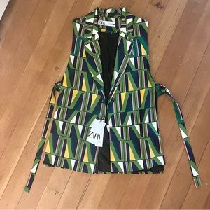 Zara printed blazer vest